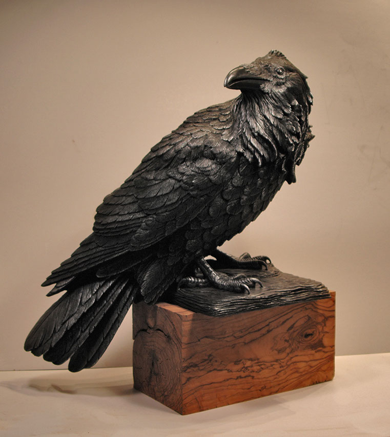 resin raven statue